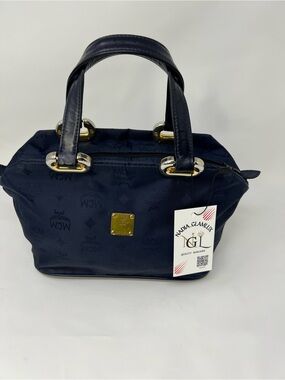 MCM Visetos Blue Nylon Handbag – Gold Tone Hardware Vintage